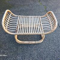 pouf o poggiapiedi vintage in bambù e vimini