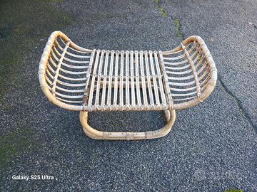 pouf o poggiapiedi vintage in bambù e vimini