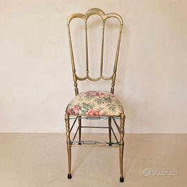 Sedia vintage Chiavarina dorata schienale alto