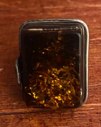 Anello argento e ambra