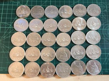 lotto 30 monete argento 500 lire caravelle centena