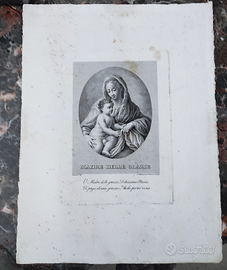 Antica incisione della Madre delle grazie con cert