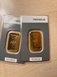 Lingotto oro puro Argor Heraeus 10gr Kinebar 999.9