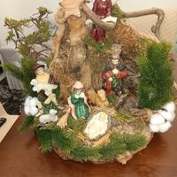 presepe con pastori in ceramica 