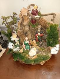 presepe con pastori in ceramica 