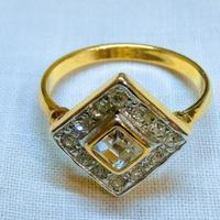 Anello vintage stile Art Deco placcato oro