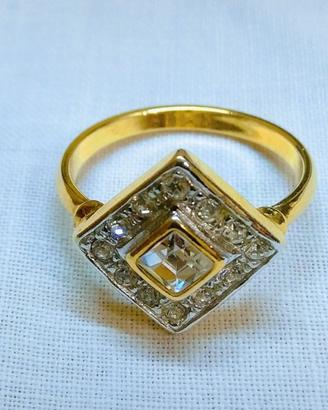 Anello vintage stile Art Deco placcato oro