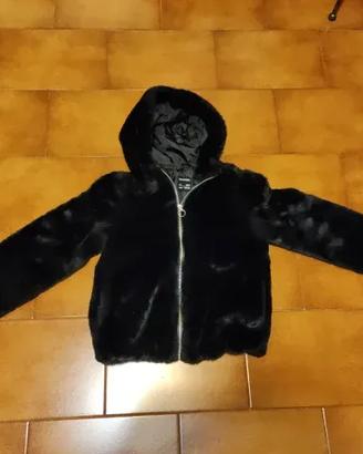 Giubbotto in semi pelliccia con cappuccio bambina