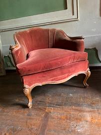 Poltrone in velluto rosso in stile  ‘800