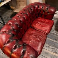 Divano Chesterfield Vintage in Pelle Rossa