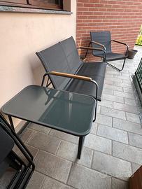 Set tavolo, divano e 2 sedie giardino