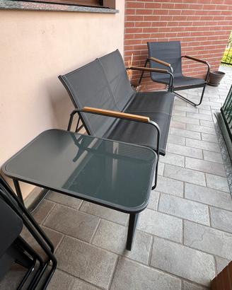Set tavolo, divano e 2 sedie giardino