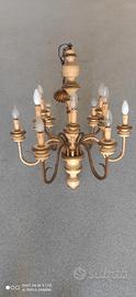 lampadario legno 12 luci
