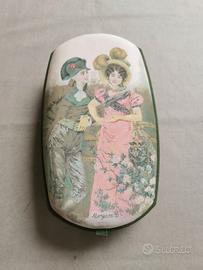 Scatola vintage Morgane verde e beige in tessuto