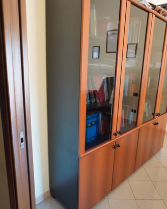 Libreria elegante in vetro e legno