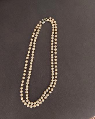 coppia collane perle anni '50 chiusura argento 