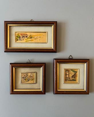 Tre Quadri in Lamina Oro Originali Anni 60