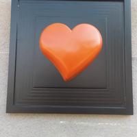 Heart in frame cuore arancione in cornice in legno