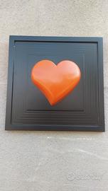 Heart in frame cuore arancione in cornice in legno