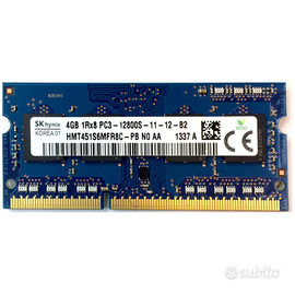 MEMORIA RAM HYNIX 4GB DDR3 1600 PER NOTEBOOK