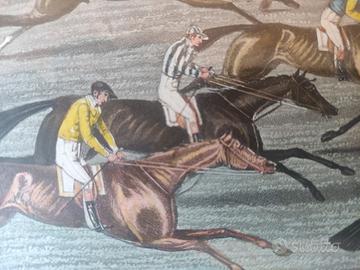 Coppia stampe d'epoca corse cavalli ca 1832-1834
