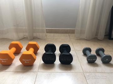 Set completo di manubri da 2 a 8 kg, ottime condiz