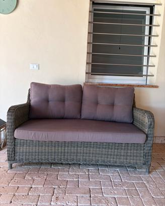Divanetto da giardino due sedute in polyrattan
