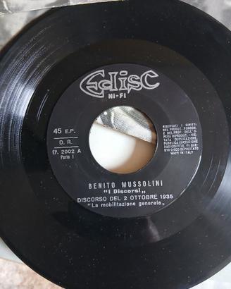 45 giri in vinile di Benito Mussolini "I discorsi"