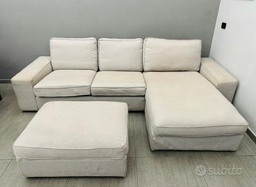 Divano 3 posti con chaise longue e pouf contenitor