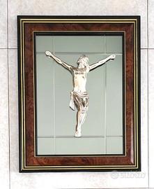 Quadro - Specchio capezzale in argento Cristo 3D