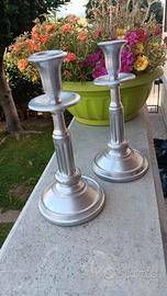 Coppia candelieri alluminio vintage