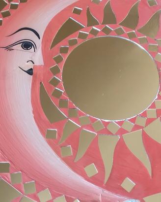 3 Specchi decorativi sole e luna artigianale Ø 60