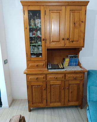 Credenza cristalliera in pino massello 3 ante