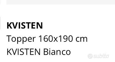 Topper letto 160x190 memory foam