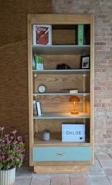 Libreria Legno Massiccio Restaurata con Cassetto –