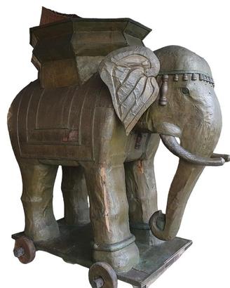 Replica Elefante In Legno Con Lamine Da Collezione