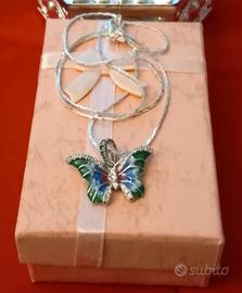 Girocollo cm45 ARGENTO925 con Farfalla smaltata 
