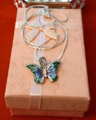 Girocollo cm45 ARGENTO925 con Farfalla smaltata 