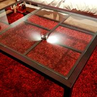 Tavolo 90 x 120 cm in vetro e ferro