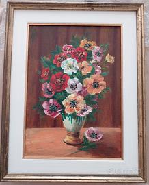 quadro floreale dipinto a olio 