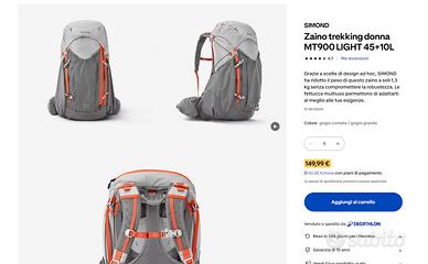 Simond zaino.trekking MT900 light 45+10L