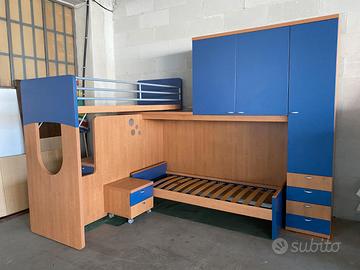 Cameretta ragazzi salvaspazio a ponte angolare