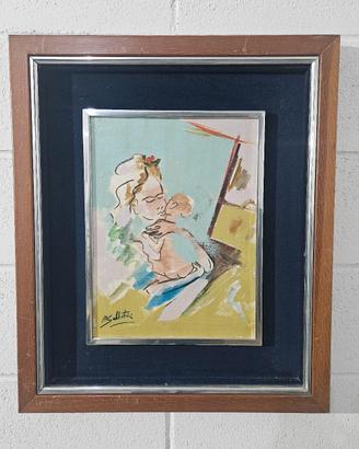 PIETRO SABBATINI olio su tela "Maternita'" 30x40