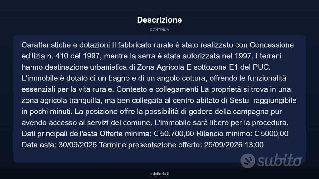 Immobile in asta di 5675 m² a Sestu - Altro