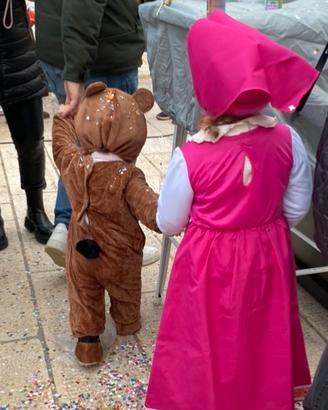 Costume carnevale MASHA  4/6 anni E ORSO 18/24 mes