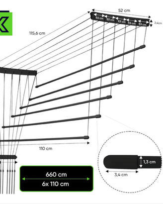 Stendibiancheria salvaspazio da soffitto KADAX