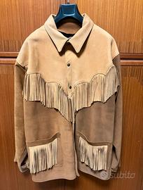 Giacca da uomo con frange in vera pelle vintage