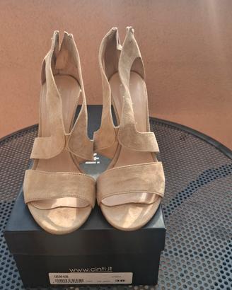 Sandalo donna in pelle beige