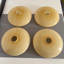 Lotto di 4 Paralumi Antichi Vetro Opaline