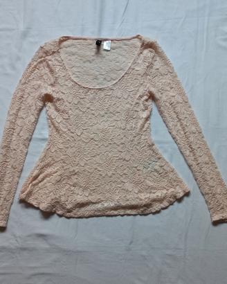 Maglietta in pizzo rosa H&M Divided